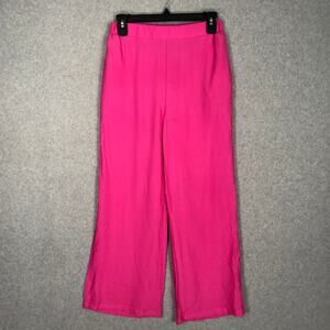 Happily Grey Pants Womens Medium Pink Wide Leg Crop Trouser Corp‎ Resort Preppy